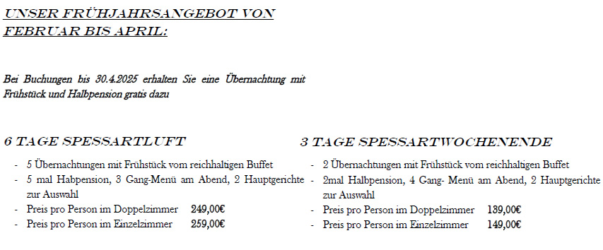 Spessarter Hof Angebote